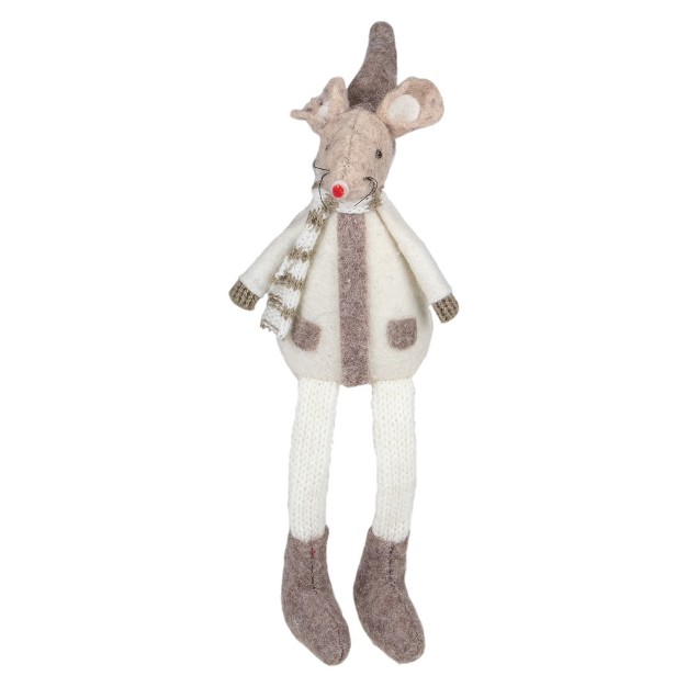 Sitting Plush Christmas Mouse Figure