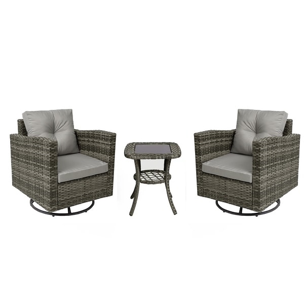 3 Pieces Outdoor Swivel Patio Furniture Set