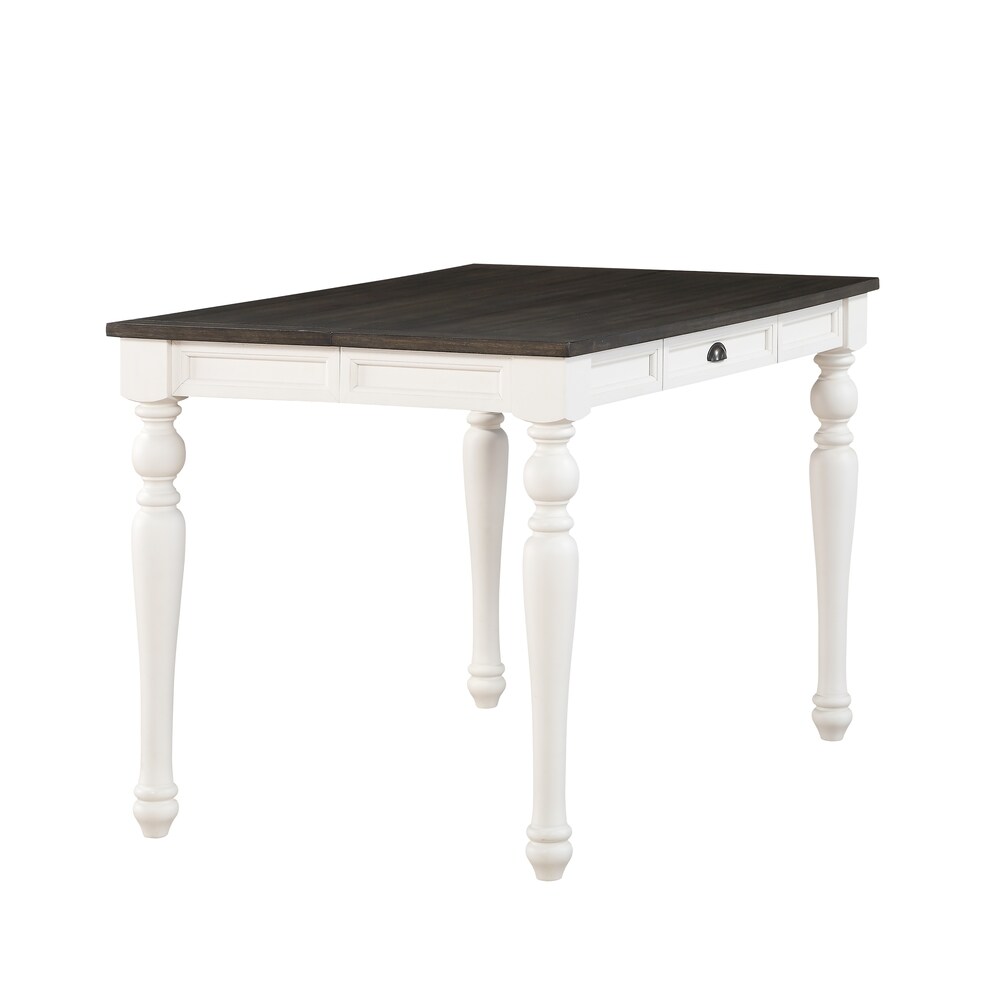 Jillian Farmhouse Two Tone Counter Table by Greyson Living   Two tone soft white and dark Oak