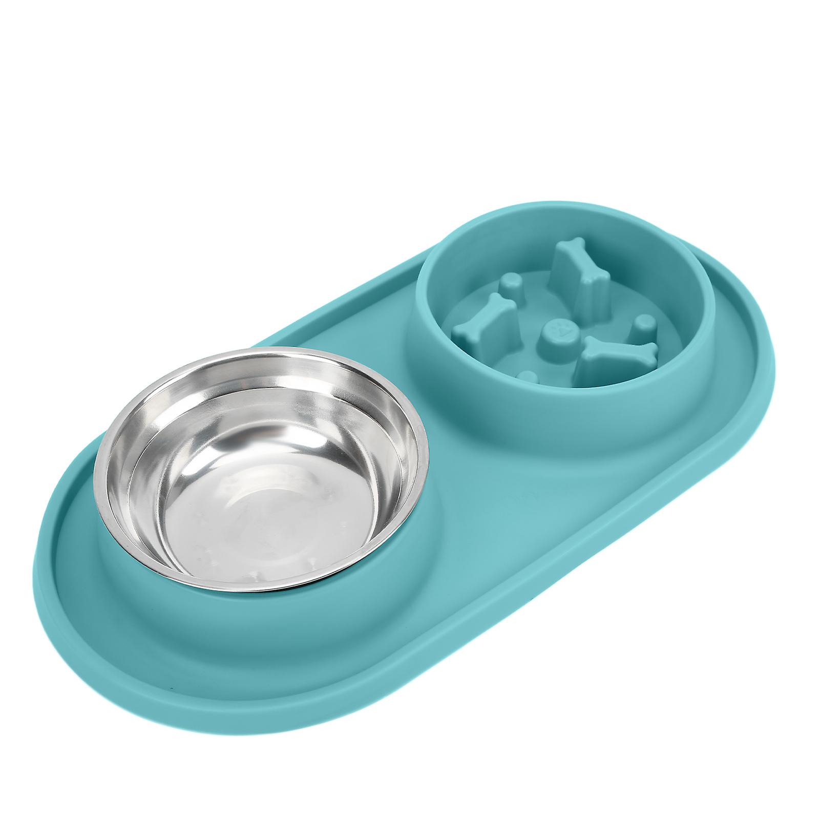 Pet Food And Water Bowls Anti Skid And Removable Double Pet Bowls For Dogs And Catsgreen