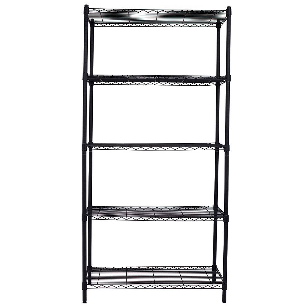 BirdRock Home Flat Black 5-Tier Heavy Duty Metal Wire Garage Storage Shelving Unit (36 in. W x 72 in. H x 18 in. D) 10003