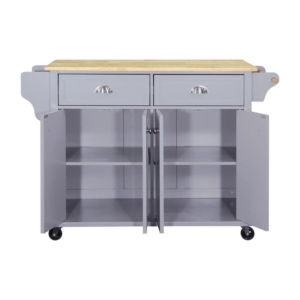 Rolling Kitchen Island Cart on Wheels w/ Drawers  Drop Leaf Breakfast Bar