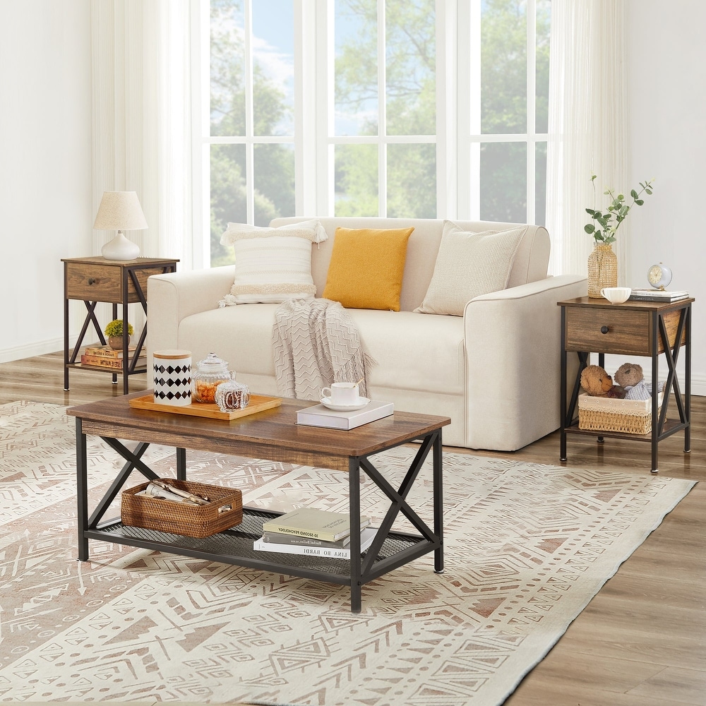 Taomika Contemporary Coffee Table and Modern End Table Set(2PCS/3PCS)