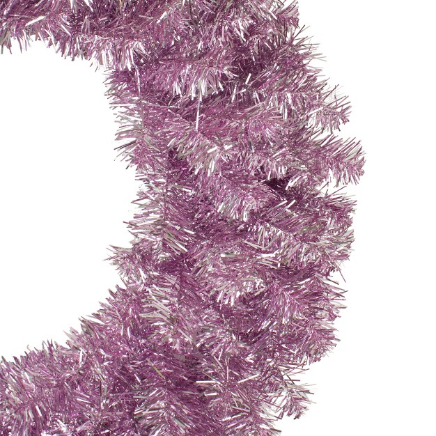 Northlight Metallic Pink Tinsel Artificial Christmas Wreath 24 inch Unlit