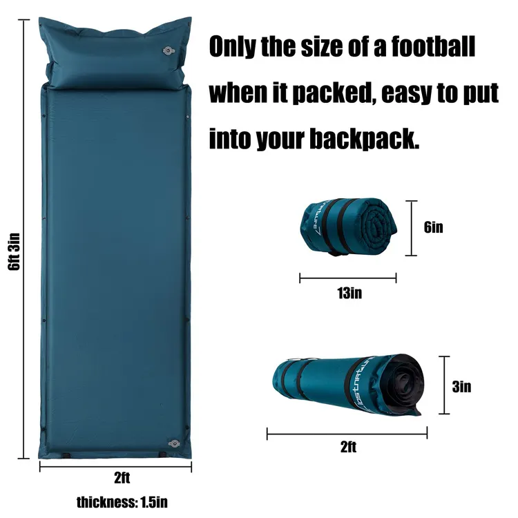 Custom Outdoor Self Inflating Inflatable Camp Mattress Ultralight Summer Sleeping Mat Pad Air Mattress Isomatte For Camping