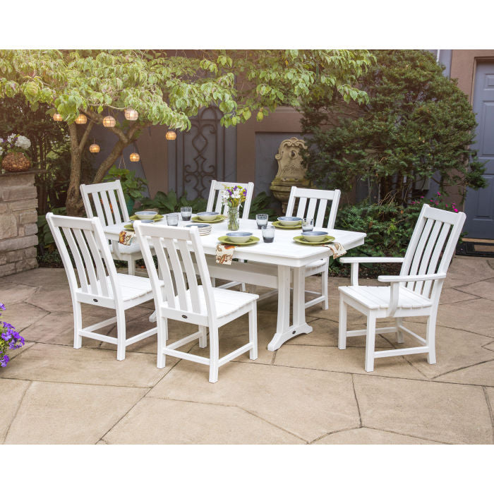 Polywood Vineyard 7pc Dining Set Farmhouse Style with Trestle Legs