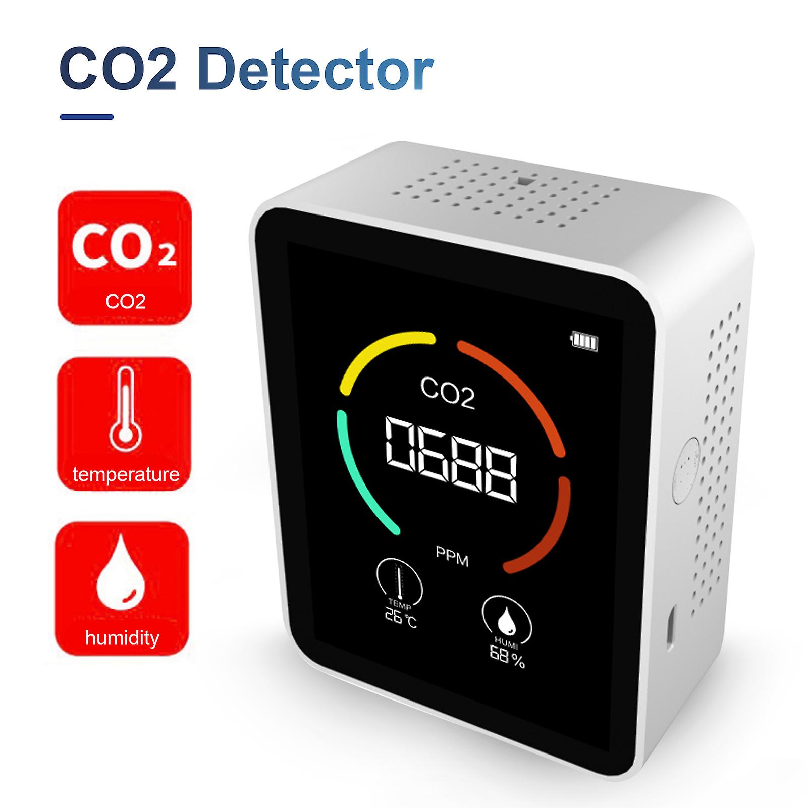 White 3 In 1 Carbon Dioxide Detector Air Quality Monitor 2pcs Temperature Humidity Air Analyzer For Co2 Digital Co2 Meter For Home Office