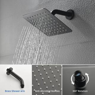 Boyel Living Single-Handle 1-Spray Tub and Shower Faucet with 8 in. Square Fixed Shower Head in Matte Black (Valve Included) BL-33011B