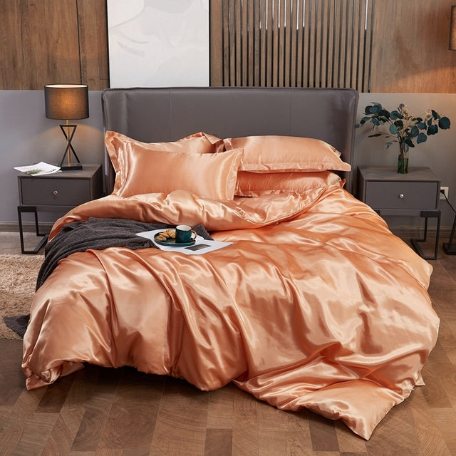 Bedding Set Solid Color Luxury Bedding Kit Rayon Satin Duvet Cover Set Twin Queen King Size Bed Set 2pcs/3pcs/4pcs - Bedding Set