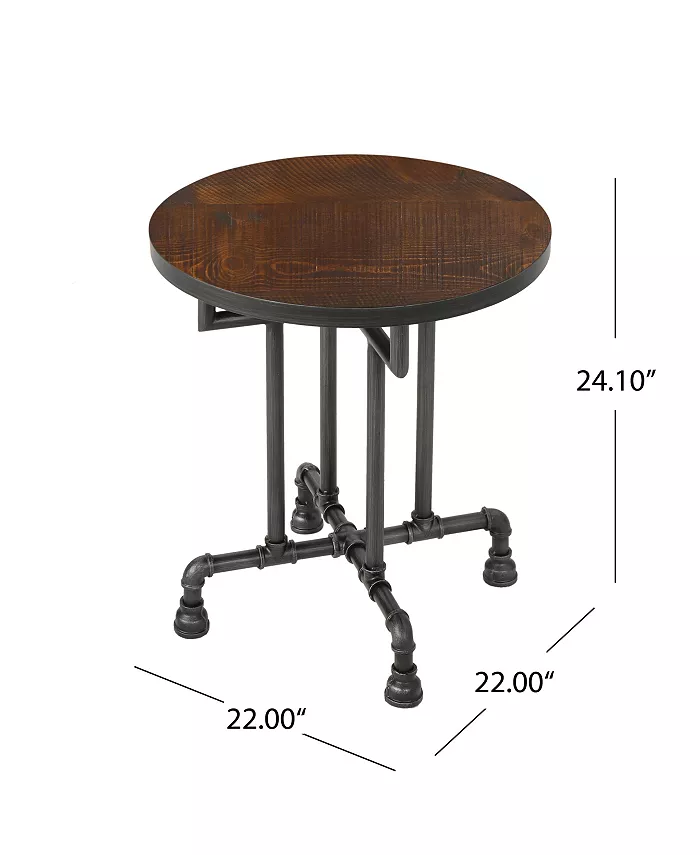 Noble House Westleigh Industrial Faux Wood End Table