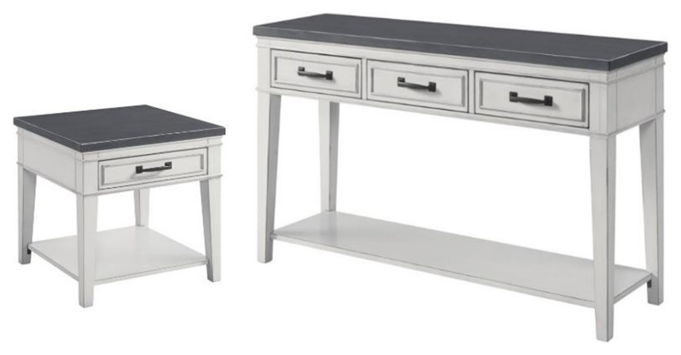 Home Square 2 Piece Set with Sofa Console Table and End Table in White and Gray   Console Tables   by Homesquare  Houzz