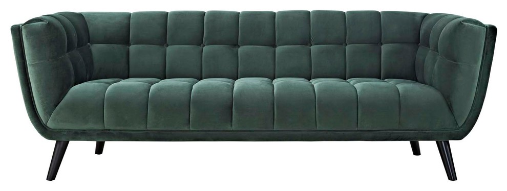 Bestow 2 Piece Velvet Sofa and Loveseat Set  Green   Midcentury   Living Room Furniture Sets   by Homesquare  Houzz