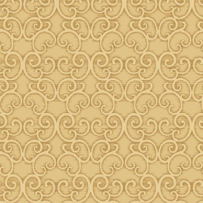 Shadow Scroll Wallpaper in Gold and Beige by Antonina Vella for York Wallcoverings