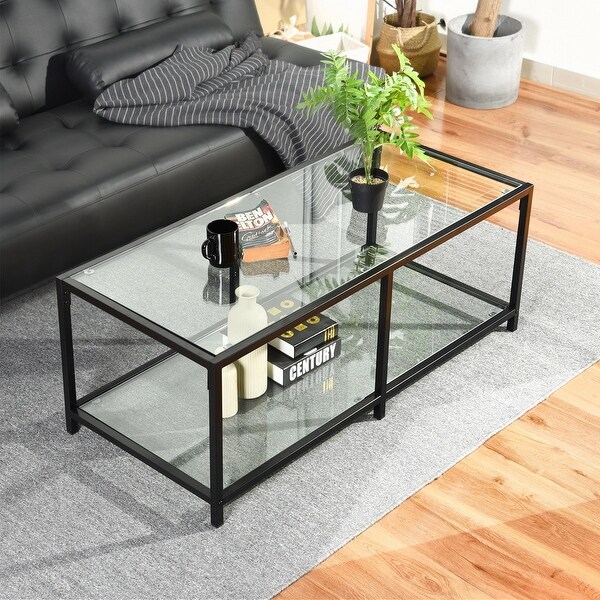 Homylin Justin Clear Glass Coffee Table