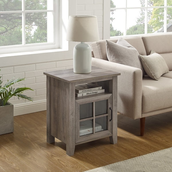 Middlebrook Windowpane-Glass Door Side Table