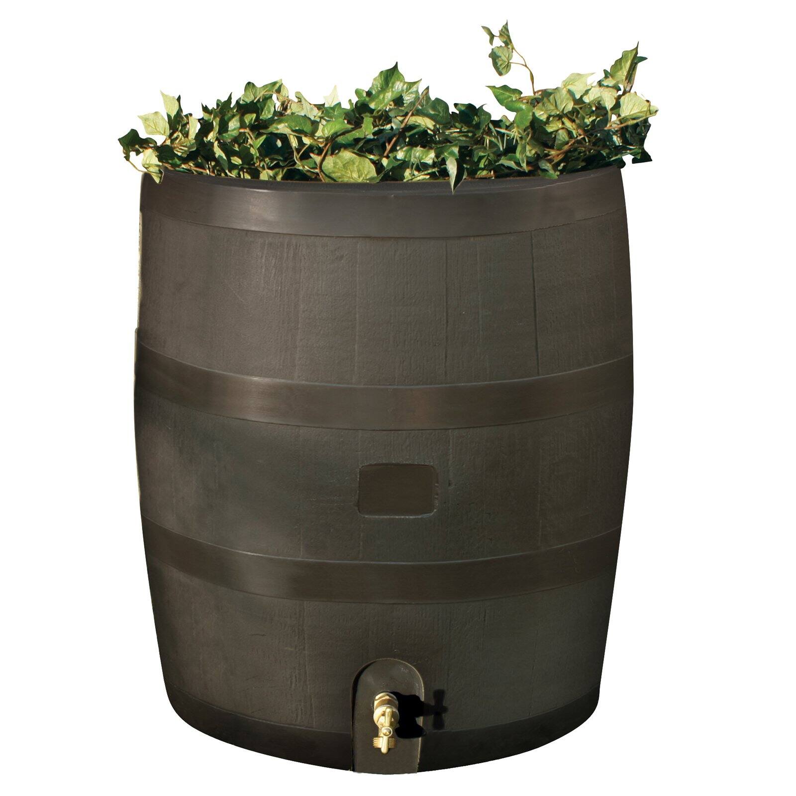 Round Rain Barrel w/ Planter - Mud