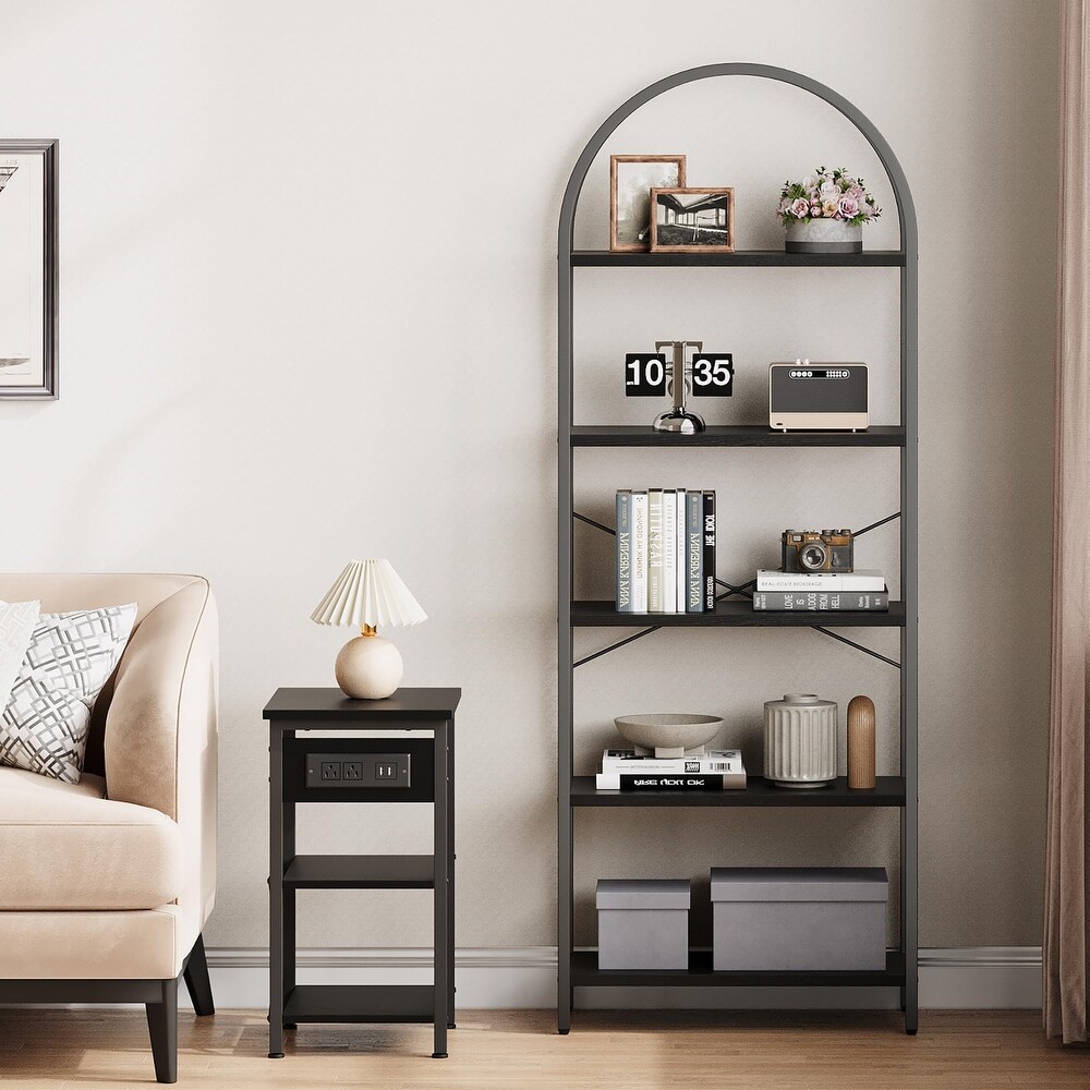 5 Tier Bookcase Arched Display Racks Tall Standing Storage Rack   23.62\