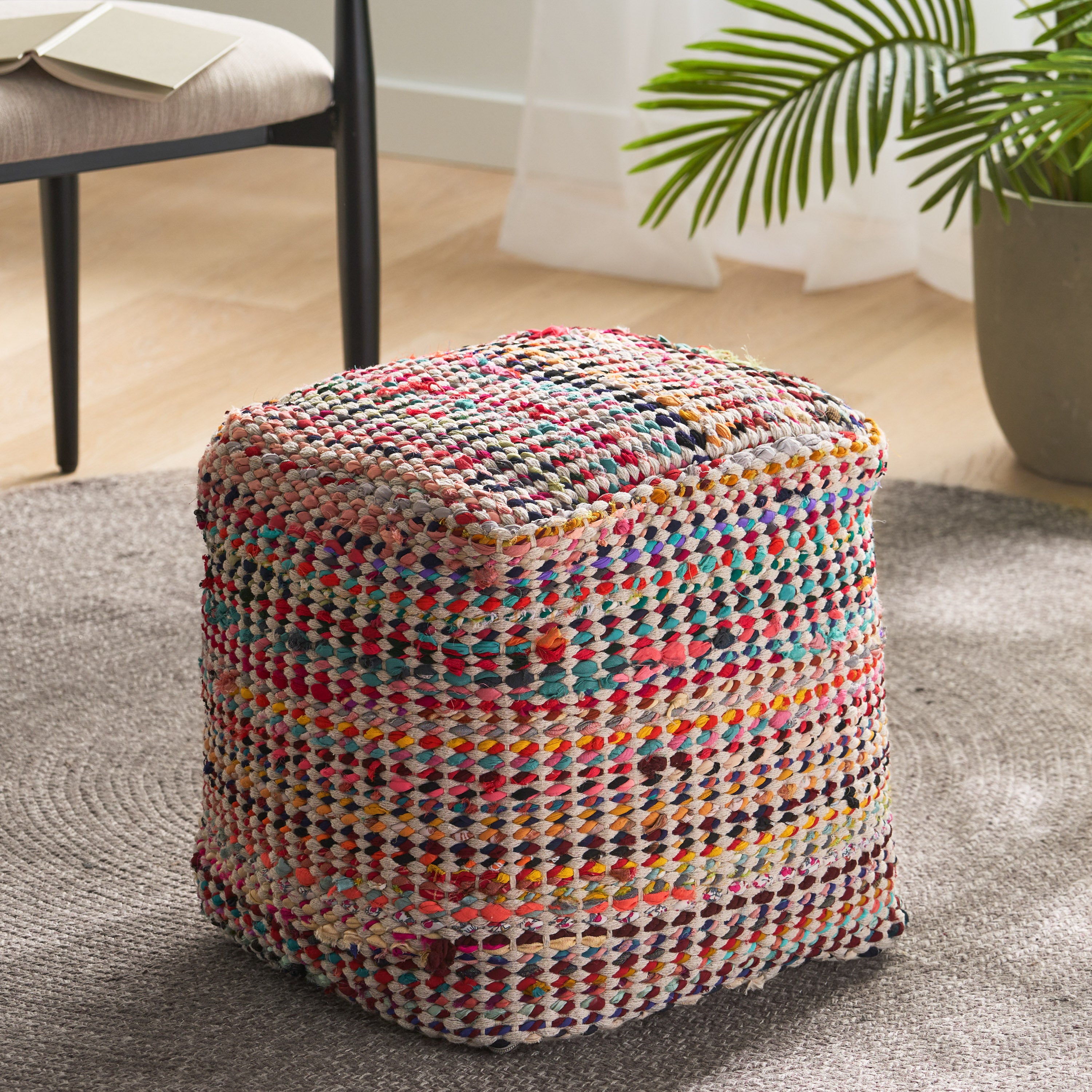 Marcela Handcrafted Boho Fabric Pouf