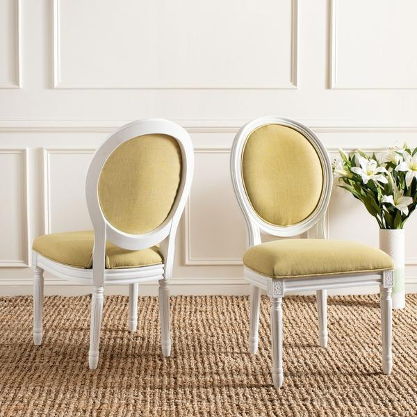 Ciley 19  x27 x27h French Brasserie Linen Oval Side Chair set of 2 Spring Green   French Country   Dining Chairs   by Peachtree Fine Furniture  Houzz