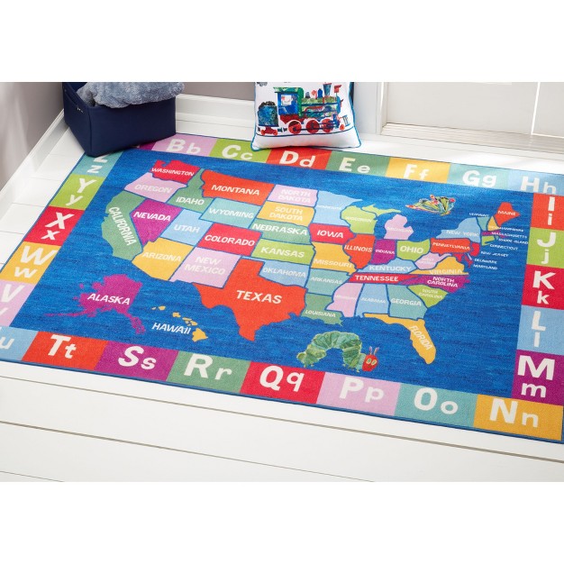 Eric Carle Usa Map Area Kids x27 Rug 2 x27 9 quot x4 x27 3 quot Home Dynamix