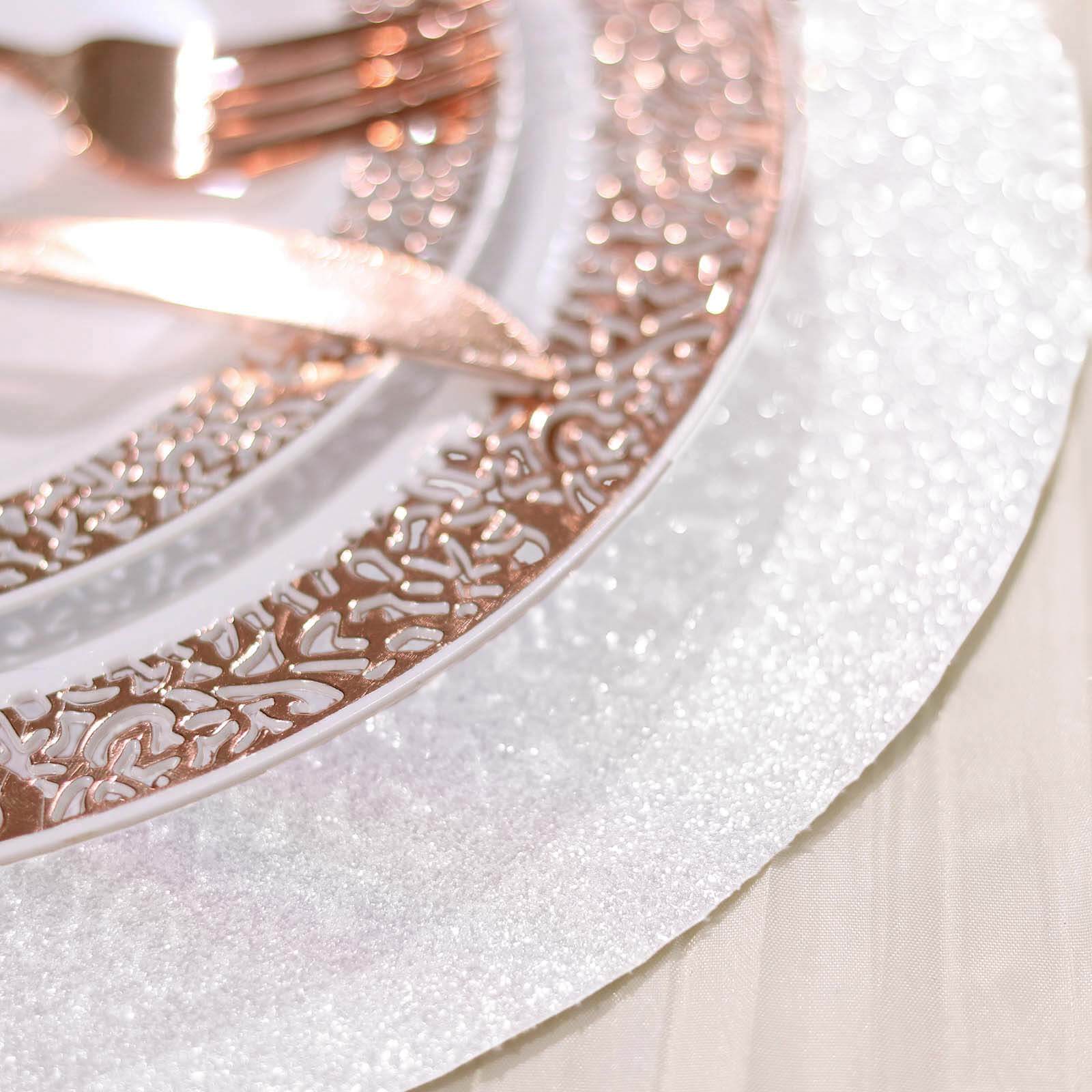 6 Pack Iridescent Sparkle Placemats, Non Slip Decorative Round Glitter Table Mat