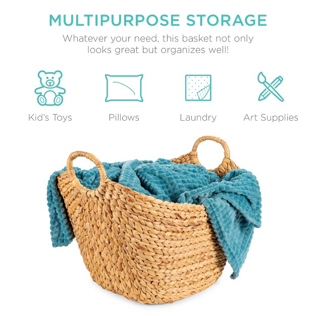 Best Choice Products Portable Large Hand Woven Wicker Braided Storage Laundry Basket Organizer W Handles