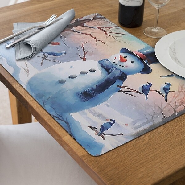 Plastic Placemat Blue Jay and Snowman