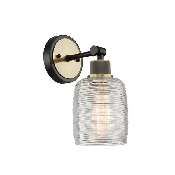 1 Light Vanity Light in Black W/Antique brass with Clear Glass - W:4.92*H:10.87*E:7.40