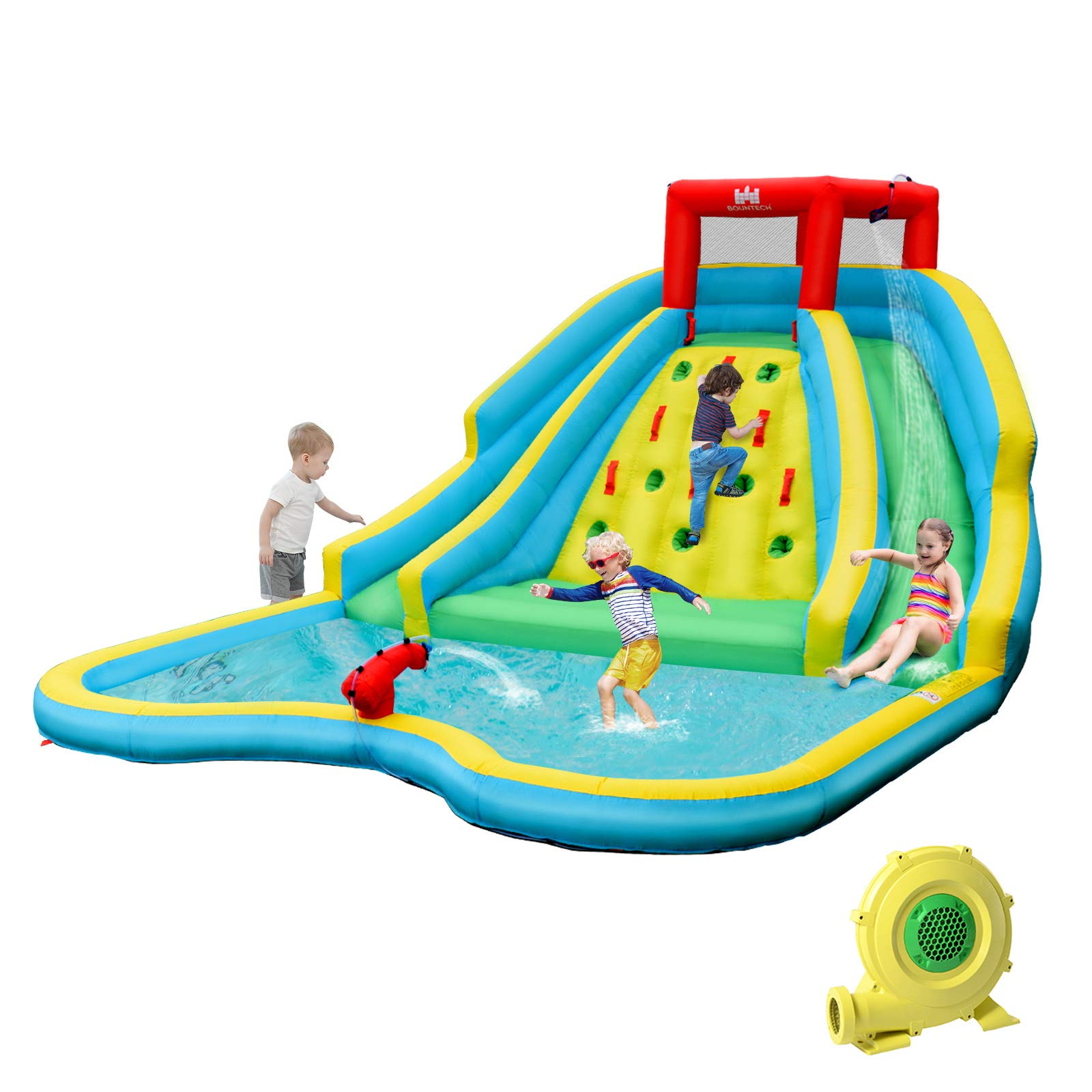 BOUNTECH Affordable 15FTx 12FTx 8FT Inflatable Double Water Slide Bounce House