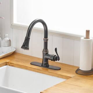 matrix decor Single Handle Pull Down Sprayer Kitchen Faucet with Spot Resistant in Oil Rubbed Bronze MDA-94551-ORB