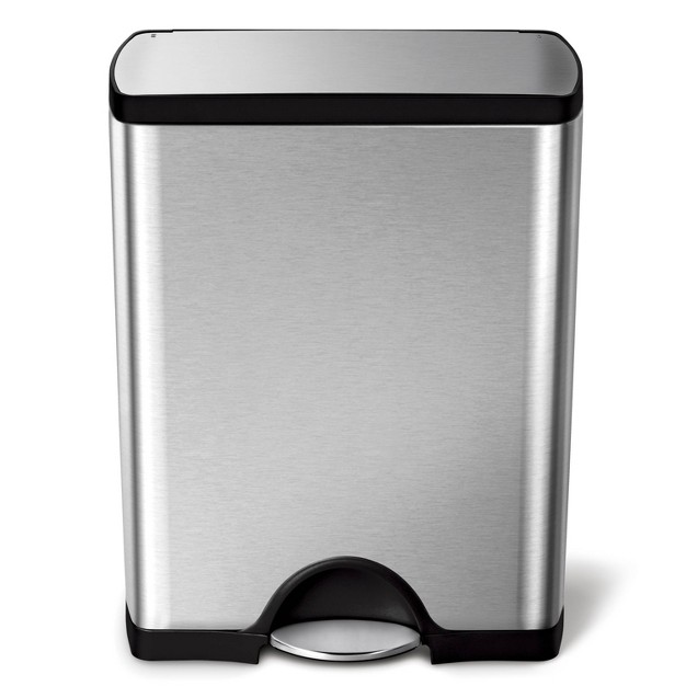 Simplehuman 50l Rectangular Step Trash Can Brushed Stainless Steel