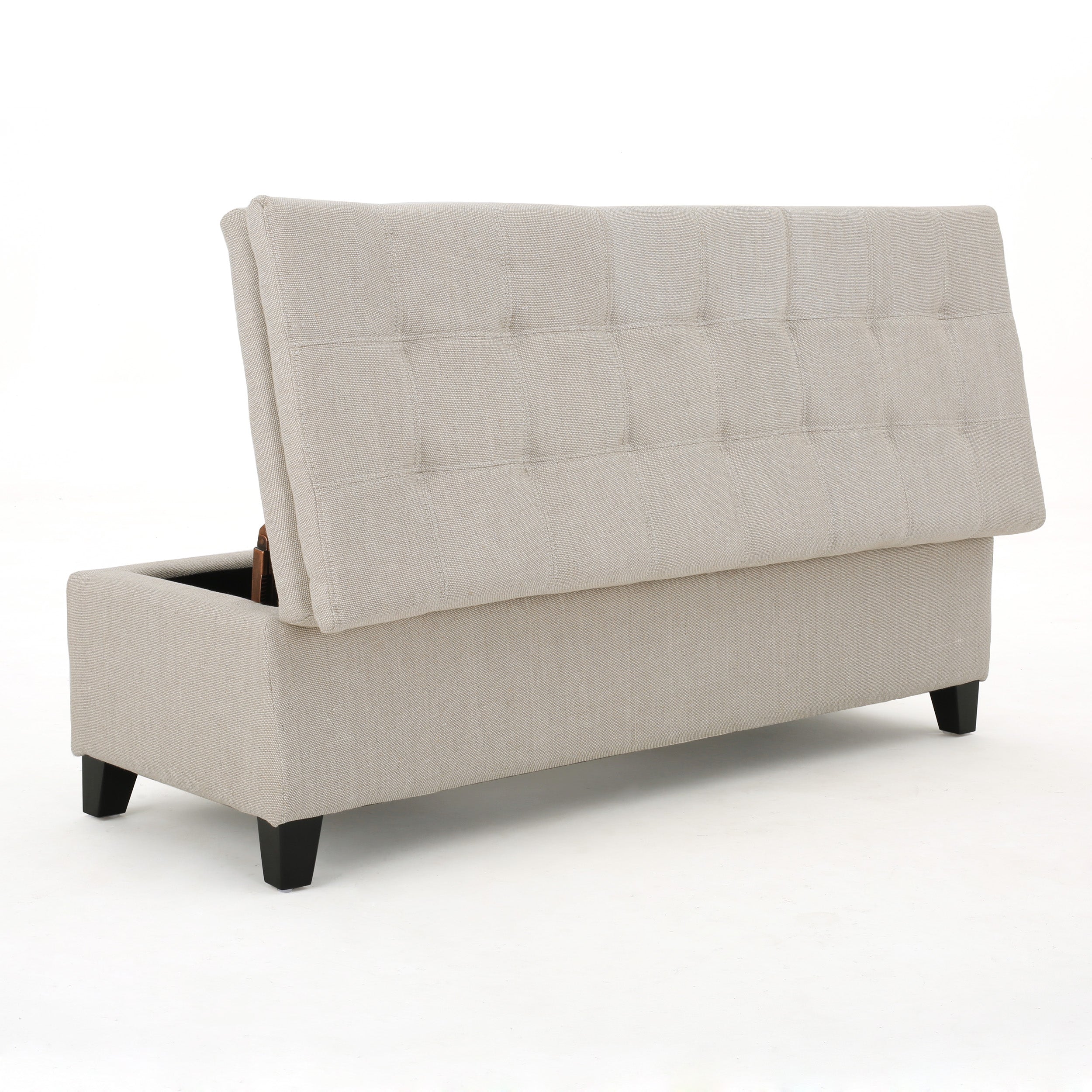 Sandford Contemporary Tufted Linen Storage Ottoman Bench