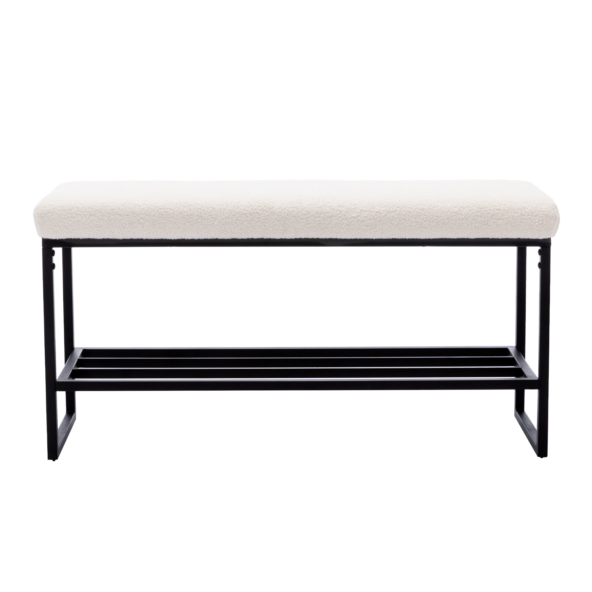 Zesthouse Entryway Shoe Storage Bench, Modern Boucle Bench Ottoman, Upholstered Bench for Bedroom Living Room, End of Bed Bench, White