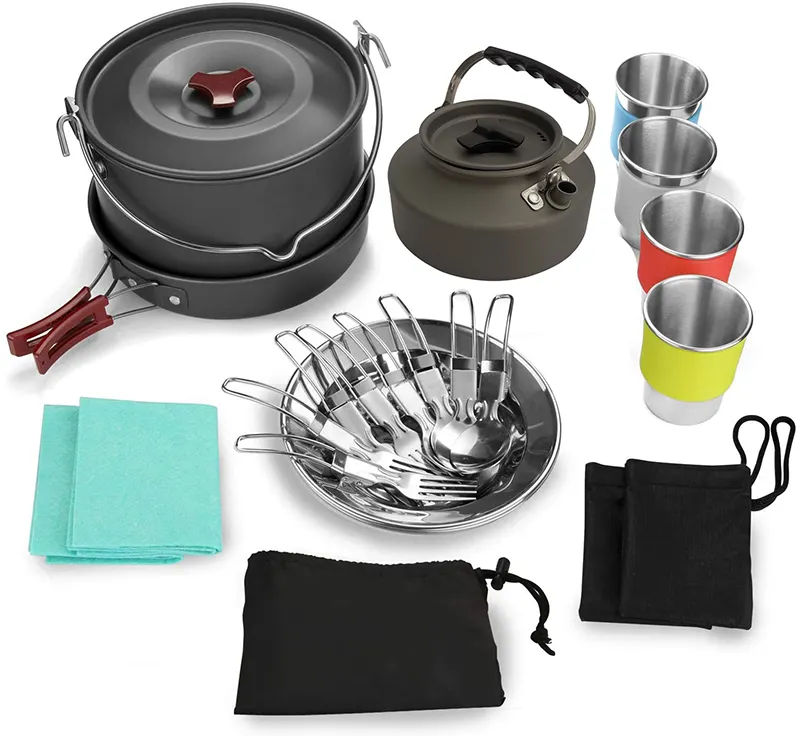 Popular 4 5 Person camp kitchen cooking utensil set travel Other outdoor accessories camping Hanging pot set