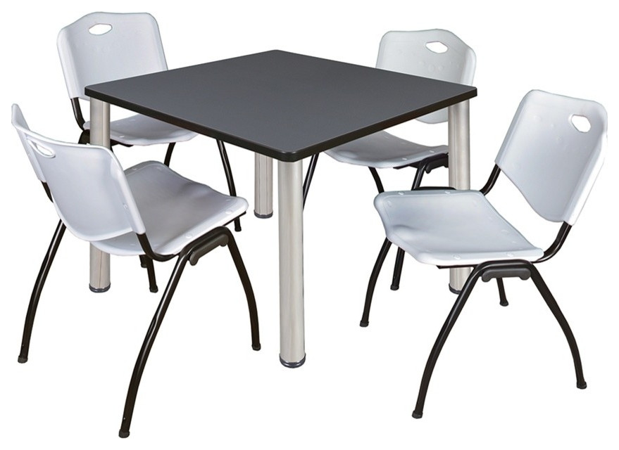 Kee 36 quotSquare Breakroom Table and 4   x27M  x27Stack Chairs   Contemporary   Coffee Tables   by BisonOffice  Houzz