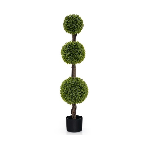 4 FT Artificial Ball Shape Bush Tree with Lush PE for Indoor or Outdoor Decor