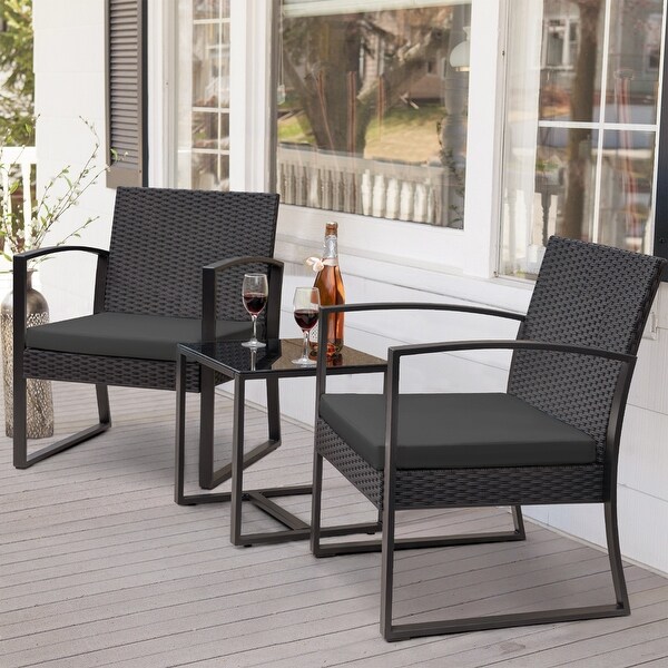 Homall 3 Pieces Outdoor Plastic Bistro Set Patio Conversation Set with Cushion and Table