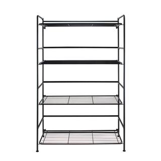 Flipshelf Black 4-Tier Metal Wire Shelving Unit (26.5 in. W x 43 in. H x 12 in. D) 38701