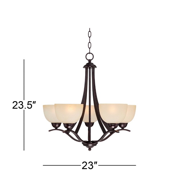 Wide Rustic Scrolling Arms Scavo Glass 5 light Fixture For Dining Room Home Kitchen Island