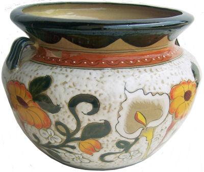 Large-Sized Jacona Mexican Colors Talavera Ceramic Garden Pot