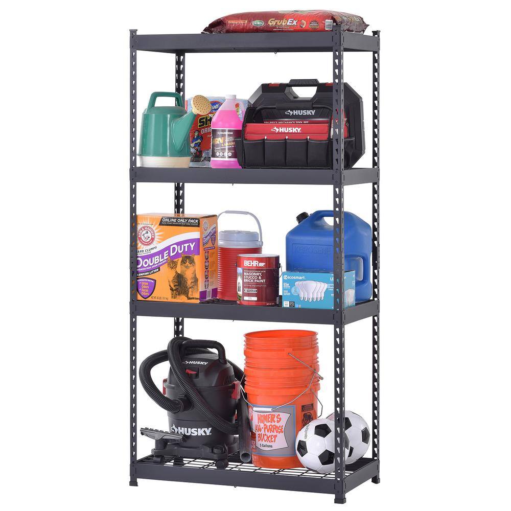 Husky 4-Tier Heavy Duty Boltless Steel Garage Storage Shelving Unit in Black (36 in. W x 72 in. H x 18 in. D) N2R361872W4B