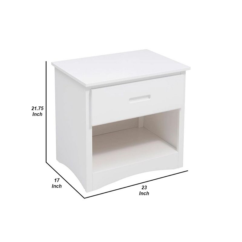 Wooden Night Stand With Bottom Shelf， White