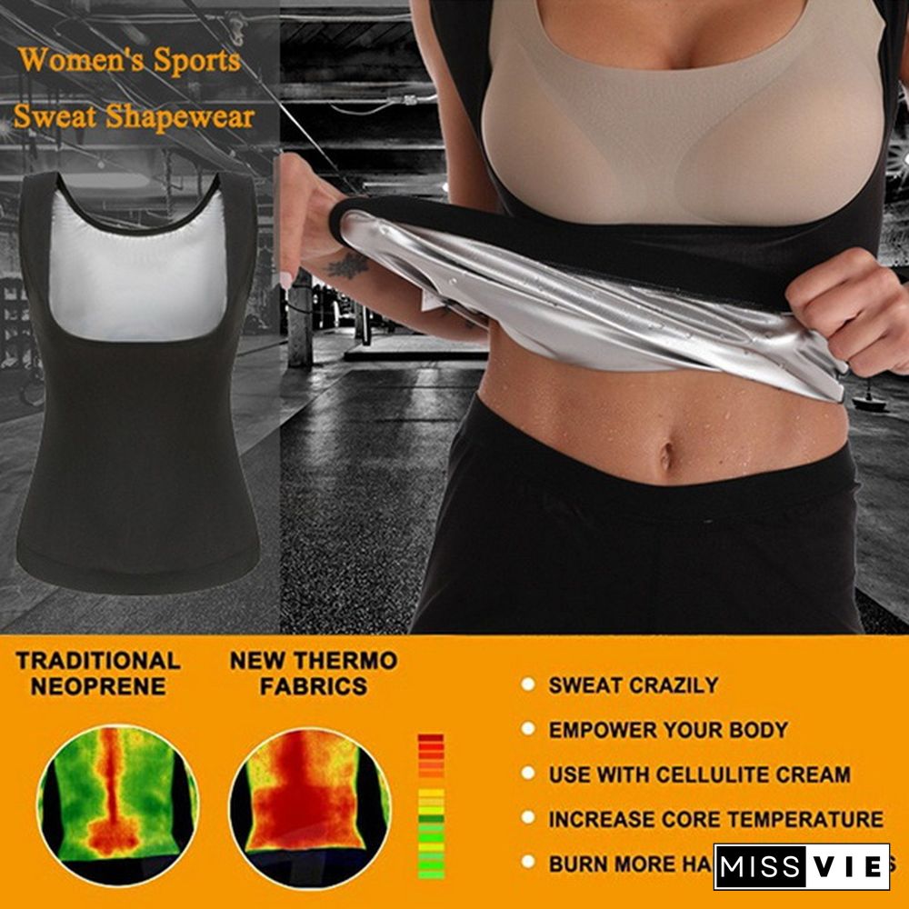 S-5XL Women Waist Trainer Corset Weight Loss Slimming Shirt Silver Coating Sauna Sweat Vest Workout Body Shaper Tank Top Shapewear