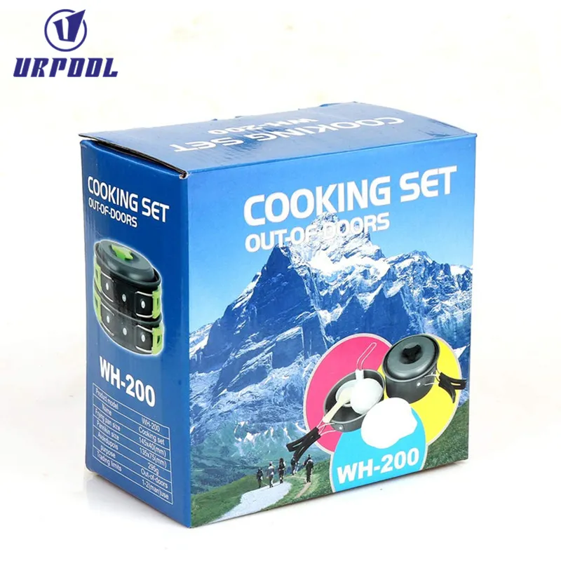 Portable Non stick cookware sets cooking picnic pot aluminium camping cookware set for outdoor hiking