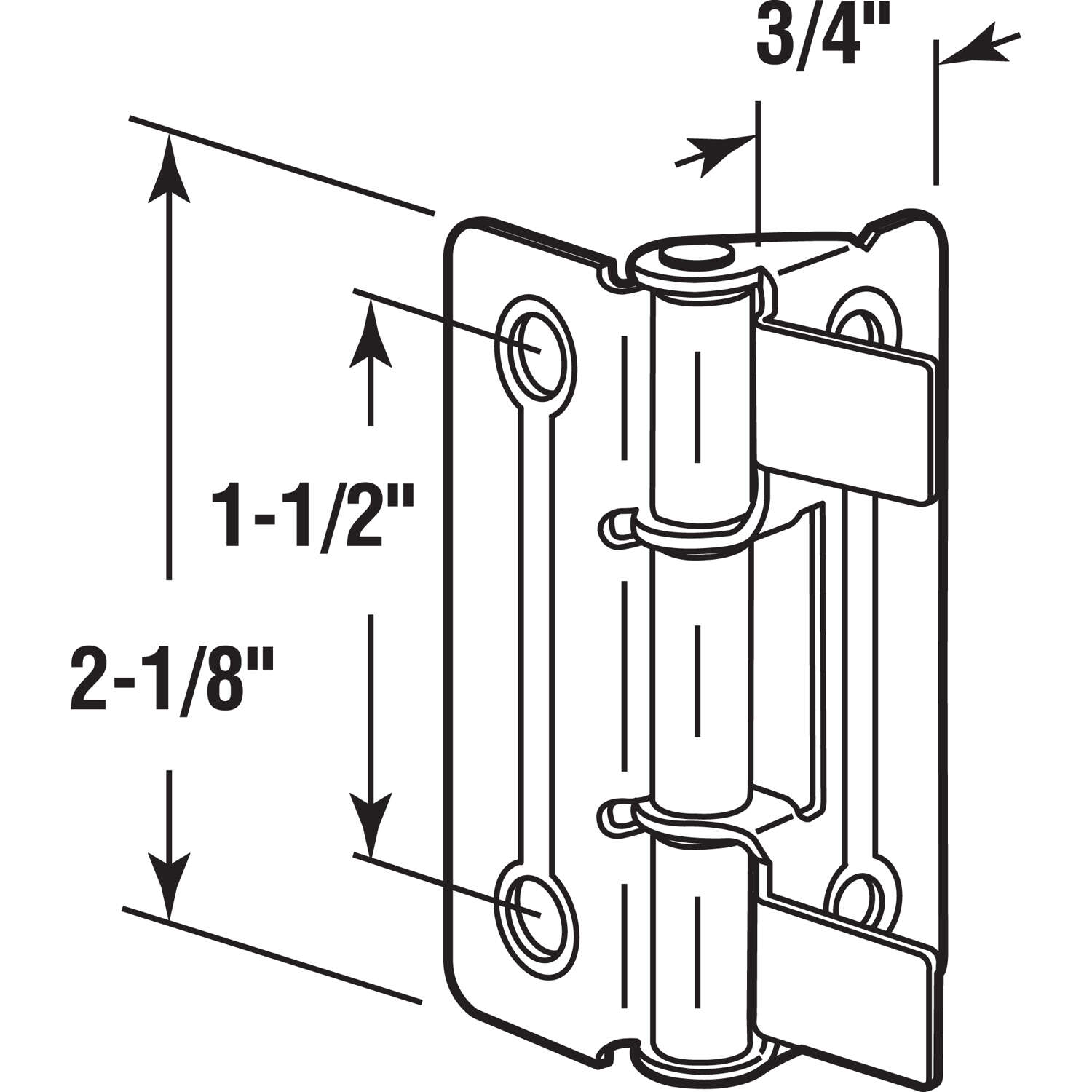 Prime-Line 2-1/8 in. L Brass-Plated Door Hinge 2 pk