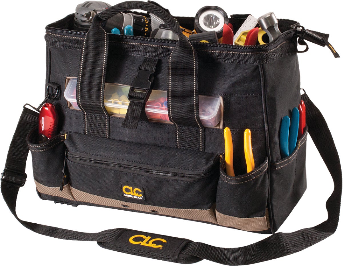 CLC 25-Pocket Tool Bag with Top-Side Tray Black Tan