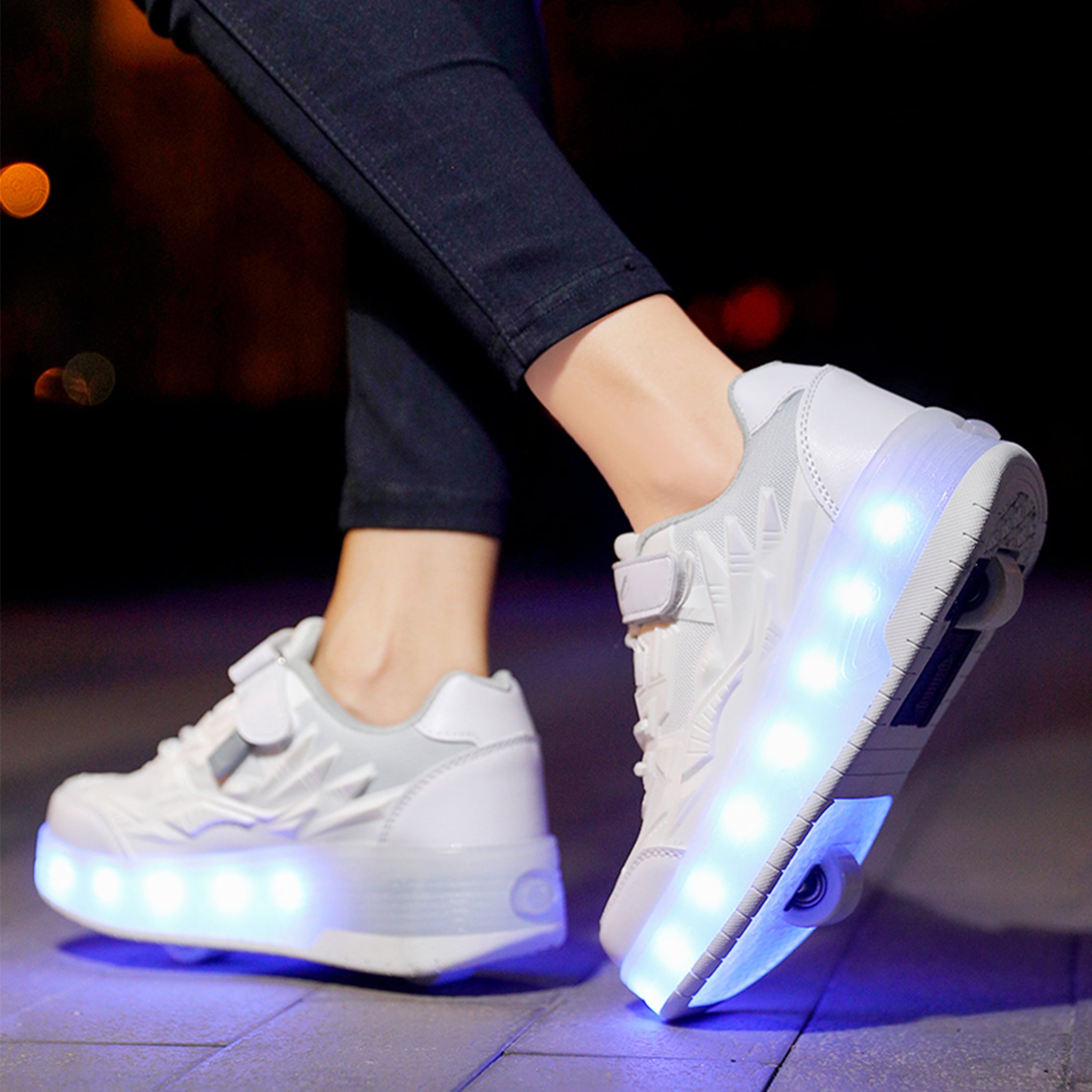 KOFUBOKE Child Teen Roller Skates Double Wheel Shoes Light Up LED shoe 1 size