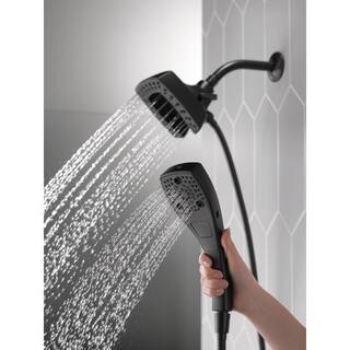 Delta In2ition 5-Spray Patterns 2.5 GPM 5.75 in. Wall Mount Dual Shower Heads in Matte Black 58474-BL25