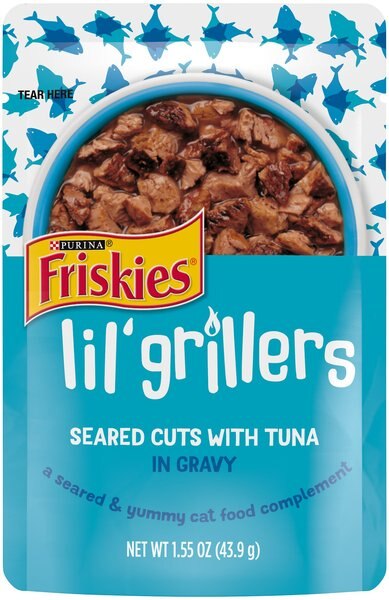 Friskies Lil' Grillers Seared Cuts With Tuna In Gravy Wet Cat Food， 1.55-oz pouches， case of 16