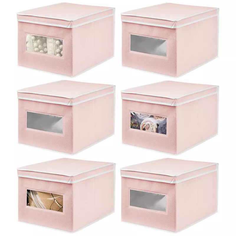 mDesign Soft Fabric Closet Storage Organizer Box - 6 Pack